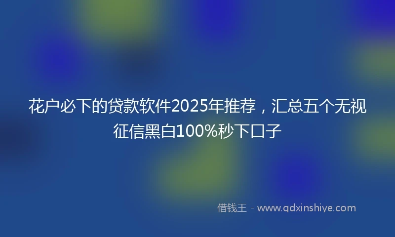 花户必下的贷款软件2025年推荐，汇总五个无视征信黑白100%秒下口子
