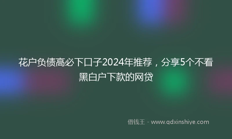 花户负债高必下口子2024年推荐，分享5个不看黑白户下款的网贷