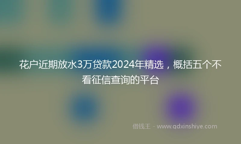 花户近期放水3万贷款2024年精选，概括五个不看征信查询的平台