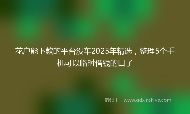 花户能下款的平台没车2025年精选，整理5个手机可以临时借钱的口子