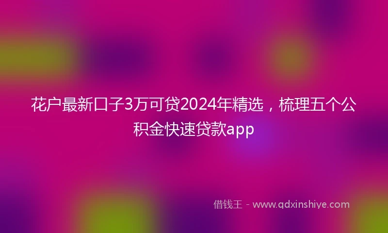 花户最新口子3万可贷2024年精选，梳理五个公积金快速贷款app