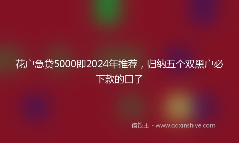 花户急贷5000即2024年推荐，归纳五个双黑户必下款的口子