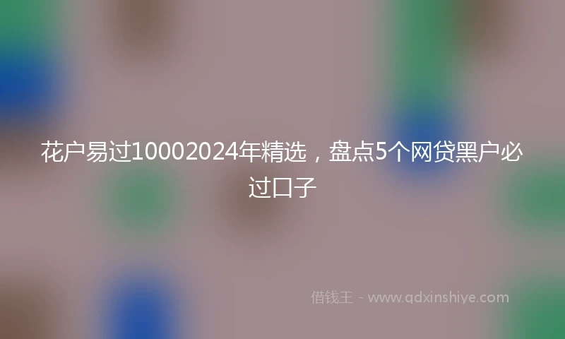 花户易过10002024年精选，盘点5个网贷黑户必过口子