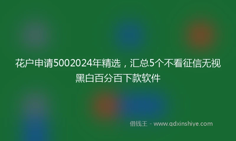 花户申请5002024年精选，汇总5个不看征信无视黑白百分百下款软件