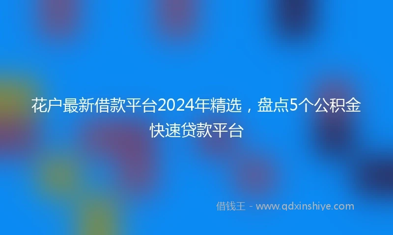花户最新借款平台2024年精选，盘点5个公积金快速贷款平台
