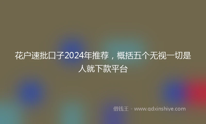 花户速批口子2024年推荐，概括五个无视一切是人就下款平台