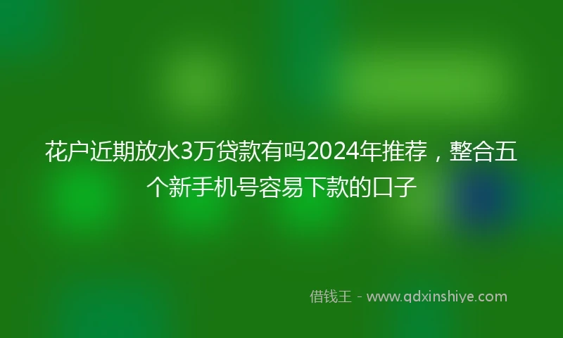 花户近期放水3万贷款有吗2024年推荐，整合五个新手机号容易下款的口子