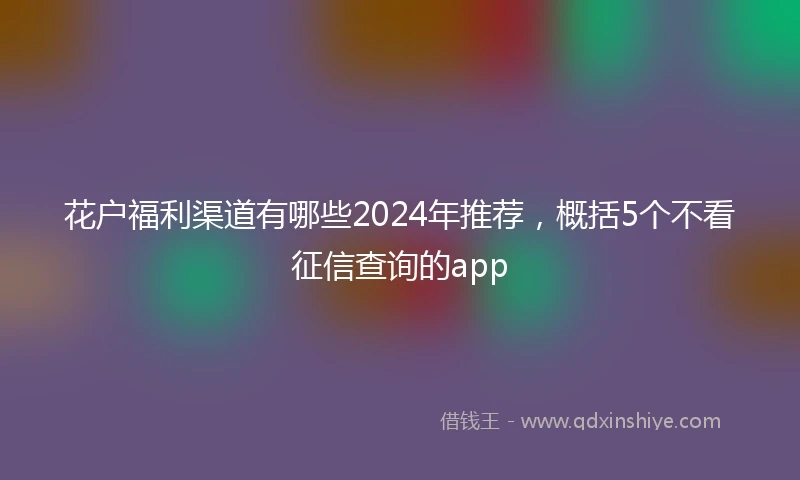 花户福利渠道有哪些2024年推荐，概括5个不看征信查询的app