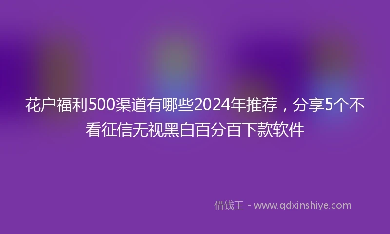 花户福利500渠道有哪些2024年推荐，分享5个不看征信无视黑白百分百下款软件