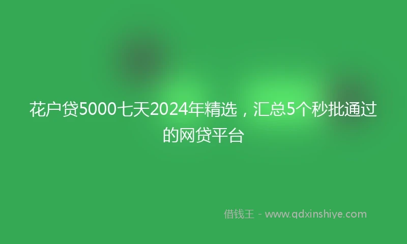 花户贷5000七天2024年精选，汇总5个秒批通过的网贷平台