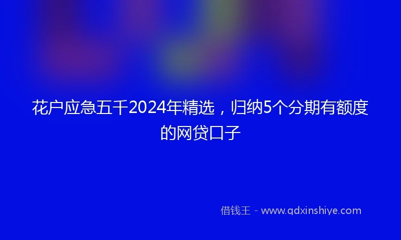 花户应急五千2024年精选，归纳5个分期有额度的网贷口子