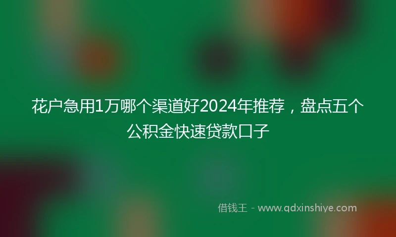 花户急用1万哪个渠道好2024年推荐，盘点五个公积金快速贷款口子