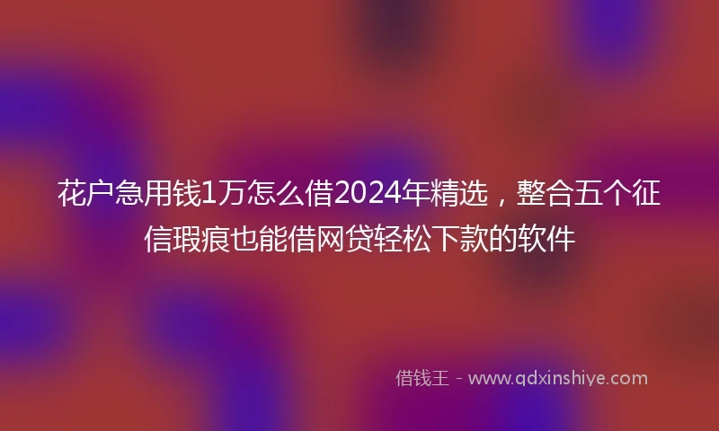 花户急用钱1万怎么借2024年精选，整合五个征信瑕疵也能借网贷轻松下款的软件