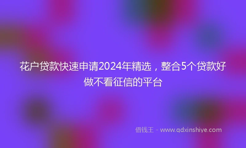 花户贷款快速申请2024年精选，整合5个贷款好做不看征信的平台