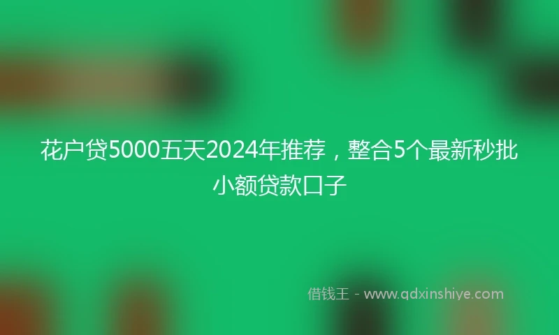 花户贷5000五天2024年推荐，整合5个最新秒批小额贷款口子
