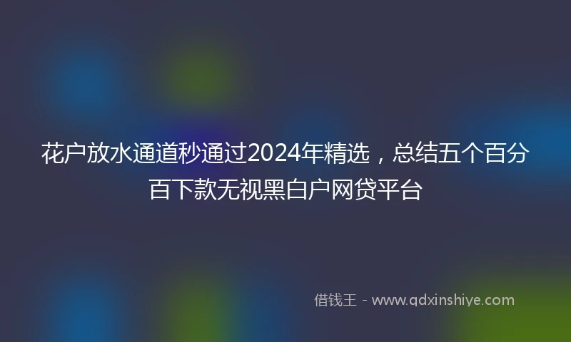 花户放水通道秒通过2024年精选，总结五个百分百下款无视黑白户网贷平台