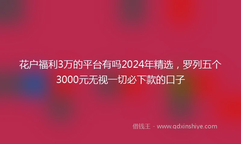 花户福利3万的平台有吗2024年精选，罗列五个3000元无视一切必下款的口子