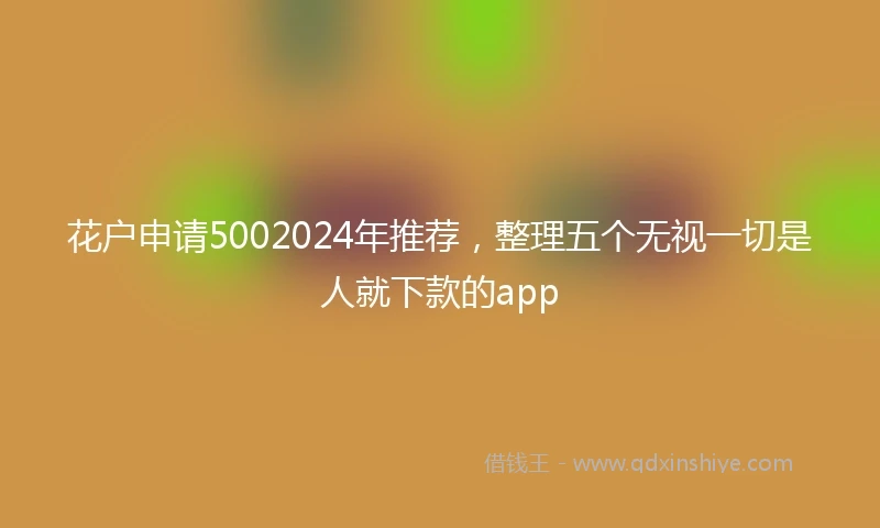 花户申请5002024年推荐，整理五个无视一切是人就下款的app