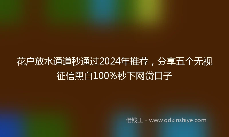 花户放水通道秒通过2024年推荐，分享五个无视征信黑白100%秒下网贷口子