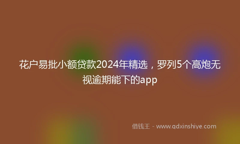 花户易批小额贷款2024年精选，罗列5个高炮无视逾期能下的app