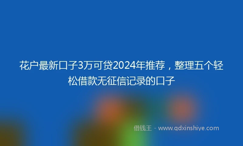 花户最新口子3万可贷2024年推荐，整理五个轻松借款无征信记录的口子