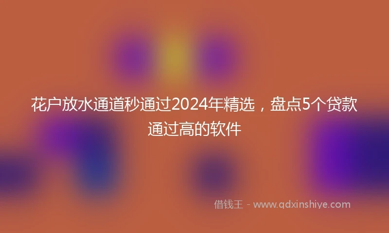 花户放水通道秒通过2024年精选，盘点5个贷款通过高的软件