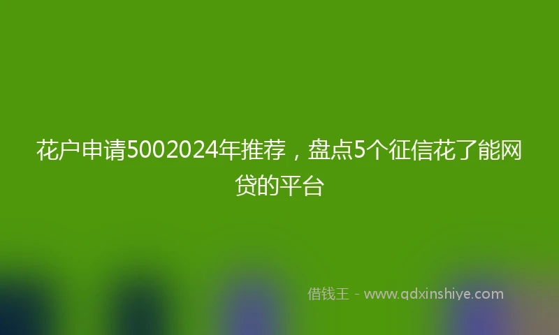 花户申请5002024年推荐，盘点5个征信花了能网贷的平台