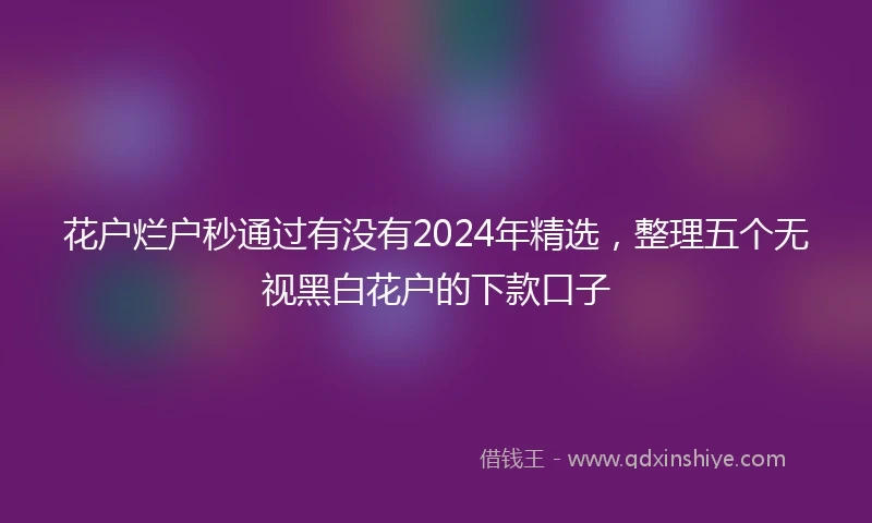 花户烂户秒通过有没有2024年精选，整理五个无视黑白花户的下款口子