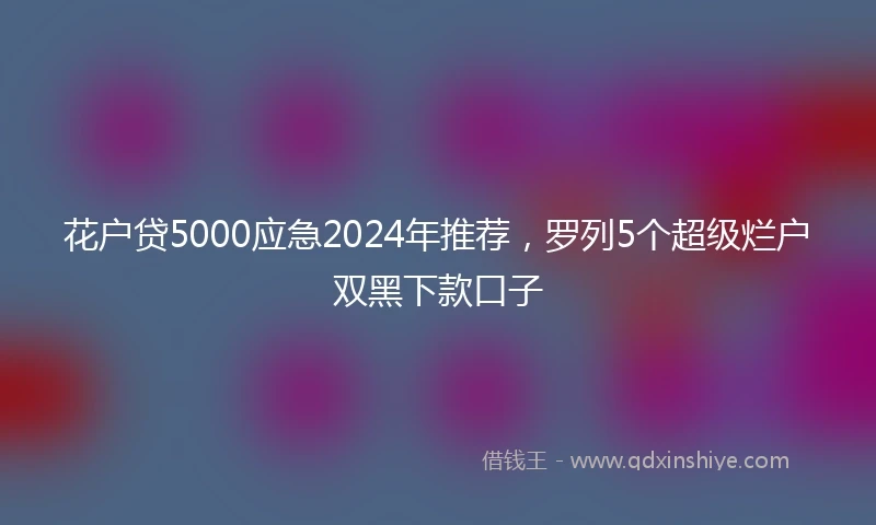 花户贷5000应急2024年推荐，罗列5个超级烂户双黑下款口子