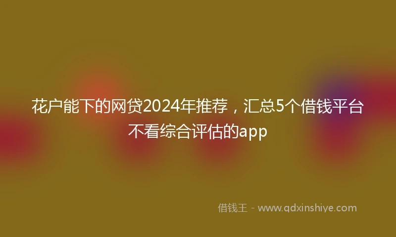 花户能下的网贷2024年推荐，汇总5个借钱平台不看综合评估的app