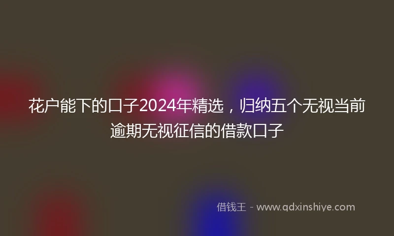 花户能下的口子2024年精选，归纳五个无视当前逾期无视征信的借款口子