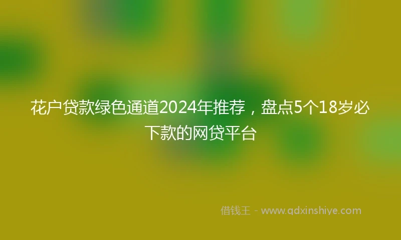 花户贷款绿色通道2024年推荐，盘点5个18岁必下款的网贷平台