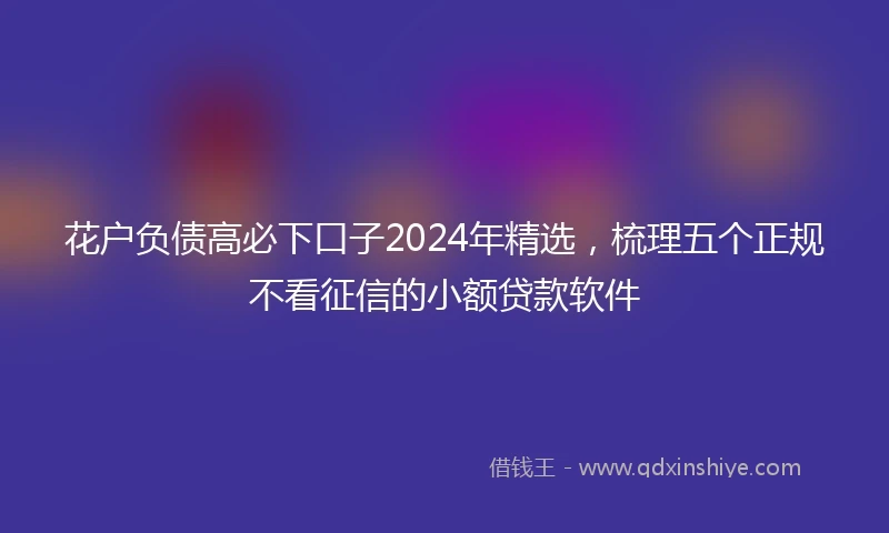 花户负债高必下口子2024年精选，梳理五个正规不看征信的小额贷款软件