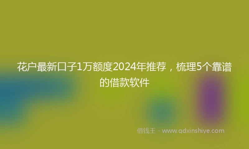 花户最新口子1万额度2024年推荐，梳理5个靠谱的借款软件