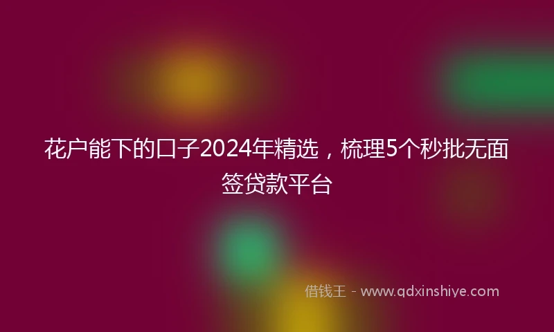 花户能下的口子2024年精选，梳理5个秒批无面签贷款平台