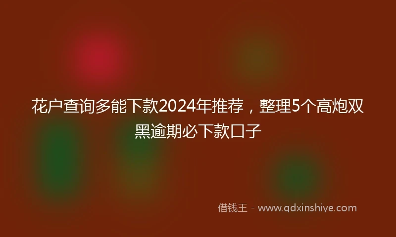 花户查询多能下款2024年推荐，整理5个高炮双黑逾期必下款口子