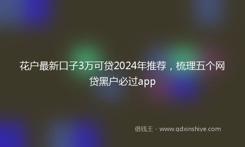 花户最新口子3万可贷2024年推荐，梳理五个网贷黑户必过app