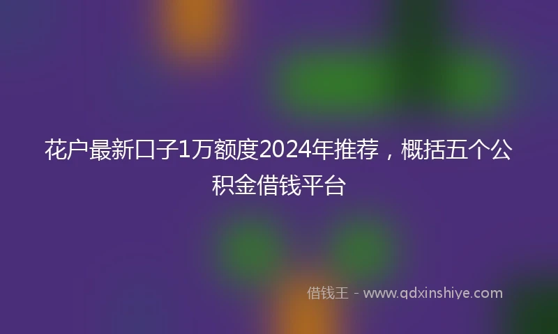 花户最新口子1万额度2024年推荐，概括五个公积金借钱平台