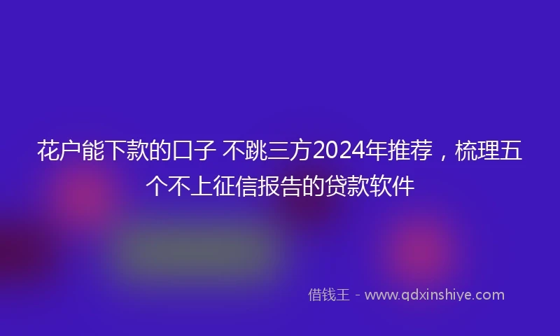 花户能下款的口子 不跳三方2024年推荐，梳理五个不上征信报告的贷款软件