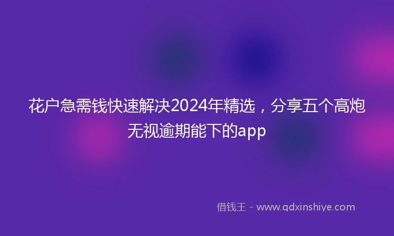 花户急需钱快速解决2024年精选，分享五个高炮无视逾期能下的app