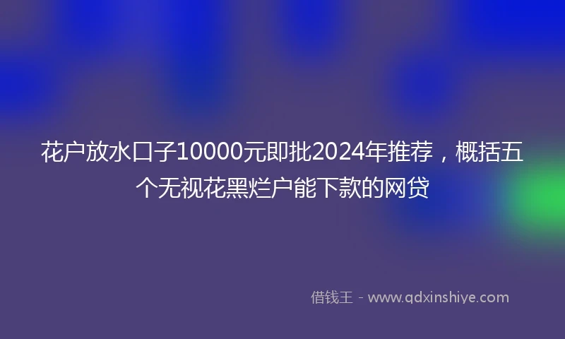 花户放水口子10000元即批2024年推荐，概括五个无视花黑烂户能下款的网贷