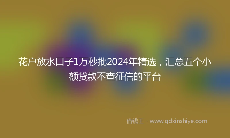 花户放水口子1万秒批2024年精选，汇总五个小额贷款不查征信的平台