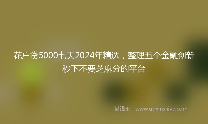 花户贷5000七天2024年精选，整理五个金融创新秒下不要芝麻分的平台