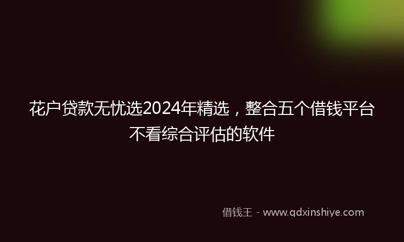 花户贷款无忧选2024年精选，整合五个借钱平台不看综合评估的软件