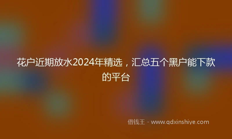 花户近期放水2024年精选，汇总五个黑户能下款的平台