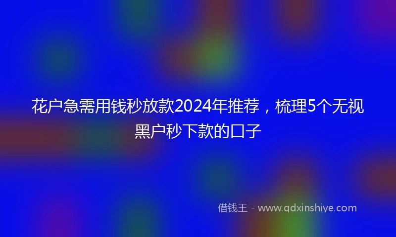 花户急需用钱秒放款2024年推荐，梳理5个无视黑户秒下款的口子