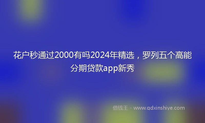 花户秒通过2000有吗2024年精选，罗列五个高能分期贷款app新秀