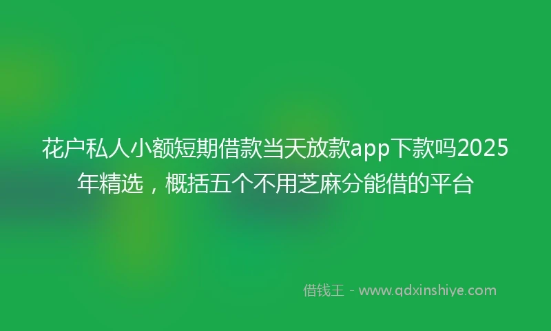 花户私人小额短期借款当天放款app下款吗2025年精选，概括五个不用芝麻分能借的平台