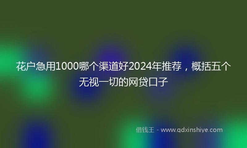 花户急用1000哪个渠道好2024年推荐，概括五个无视一切的网贷口子