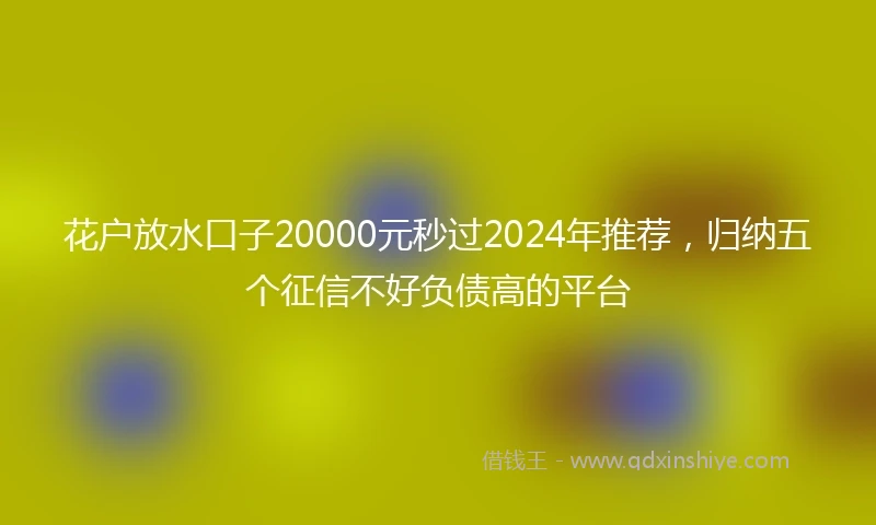 花户放水口子20000元秒过2024年推荐，归纳五个征信不好负债高的平台